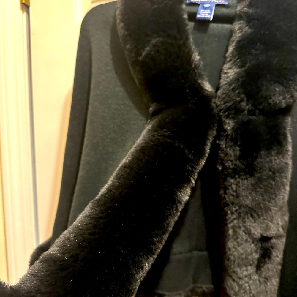 Black after seven swing faux fur coat
